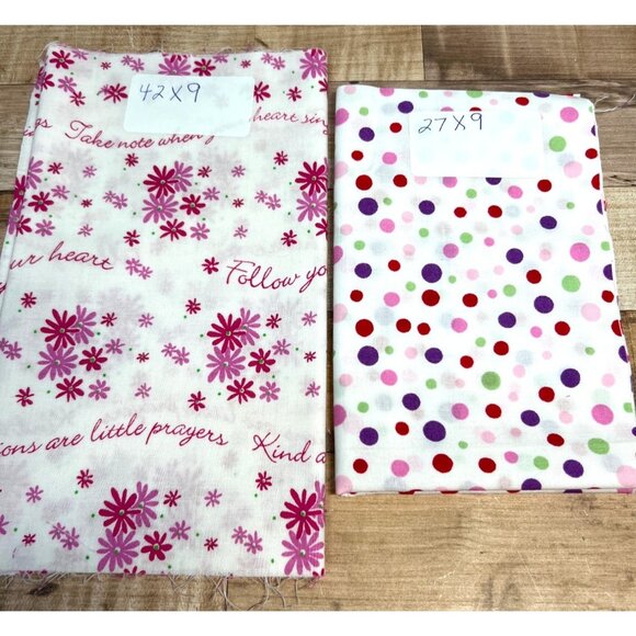 Polka Dot & Floral Fabric Bundle - 27x9 & 42x9 Inches - Cotton Sewing Material - Picture 1 of 3